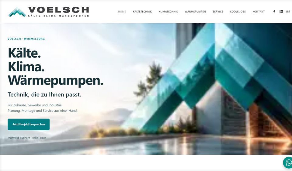 Startseite von Voelsch: Kälte. Klima. Wärmepumpen.