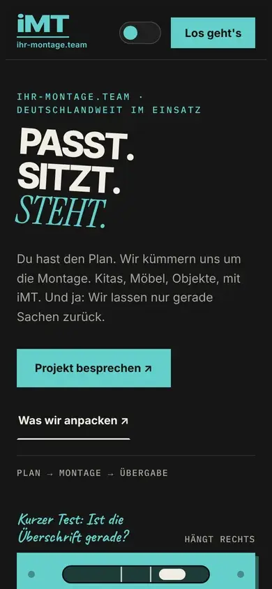 Website von iMT auf dem Smartphone