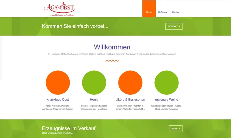 Vorher: die bisherige Startseite von AGA’s Obst